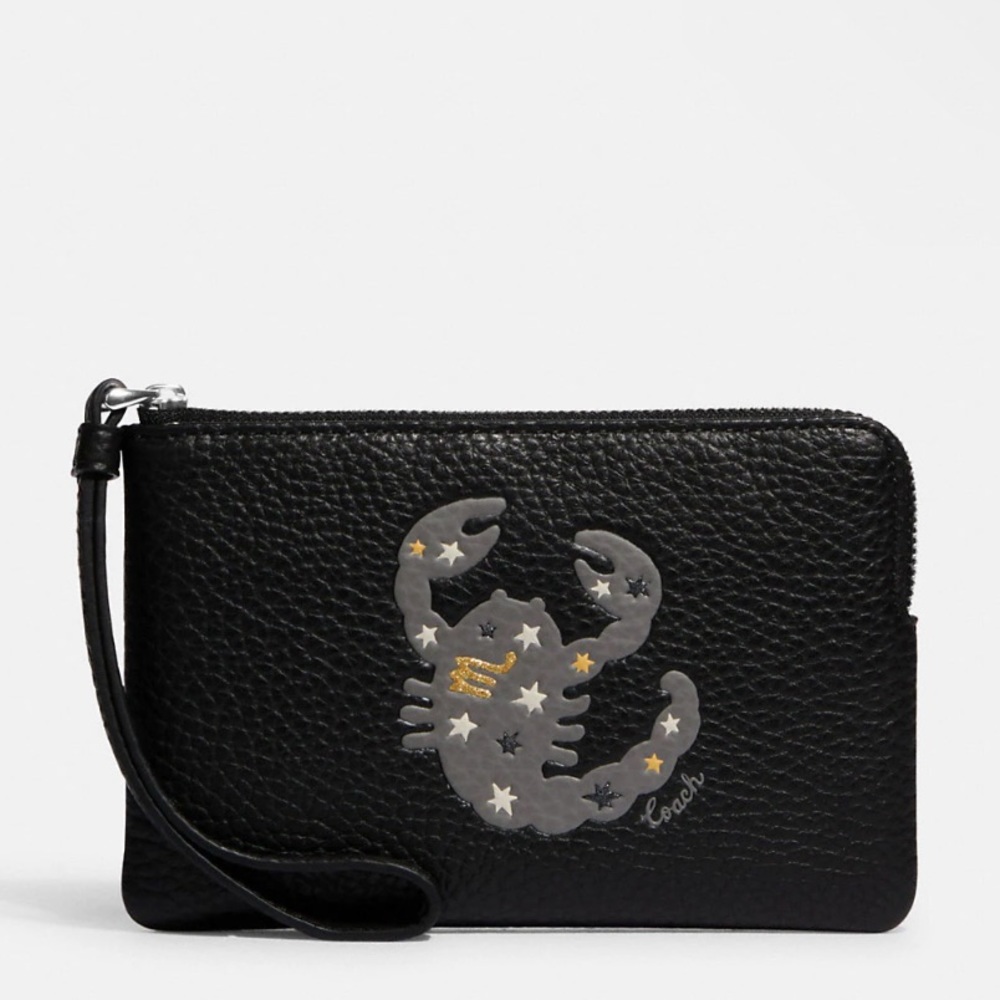 Coach Corner Zip Wristlet With Scorpio